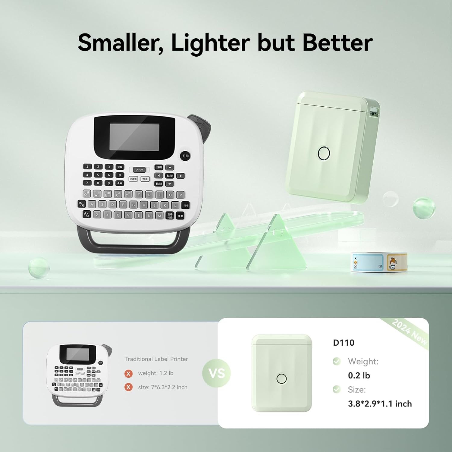 image:imageNIIMBOT D110 New Version Label Maker Machine with Tape Handheld Bluetooth Label Printer Mini Thermal Printer Sticker Maker for Organizing Home Kitchen School Green