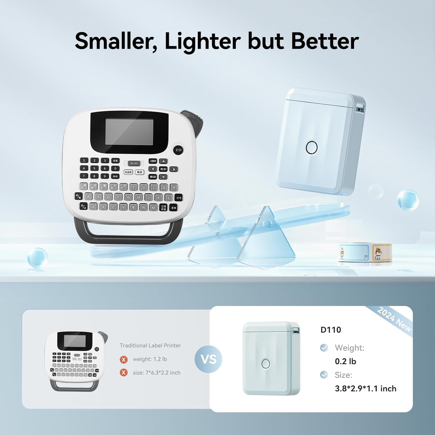 image:imageNIIMBOT D110 New Version Label Maker Machine with Tape Handheld Bluetooth Label Printer Mini Thermal Printer Sticker Maker for Organizing Home Kitchen SchoolWhiteBlue