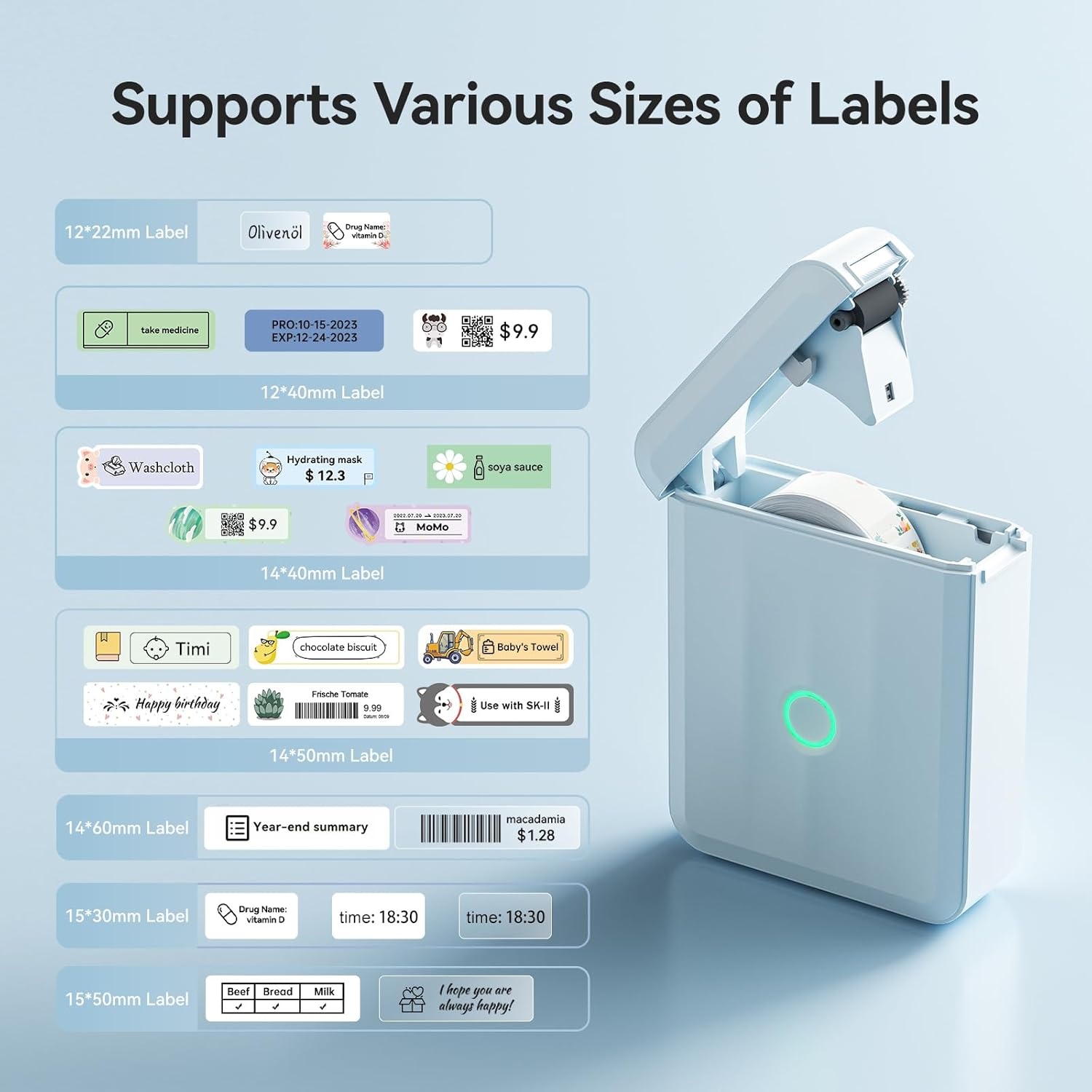 image:imageNIIMBOT D110 New Version Label Maker Machine with Tape Handheld Bluetooth Label Printer Mini Thermal Printer Sticker Maker for Organizing Home Kitchen SchoolWhiteBlue