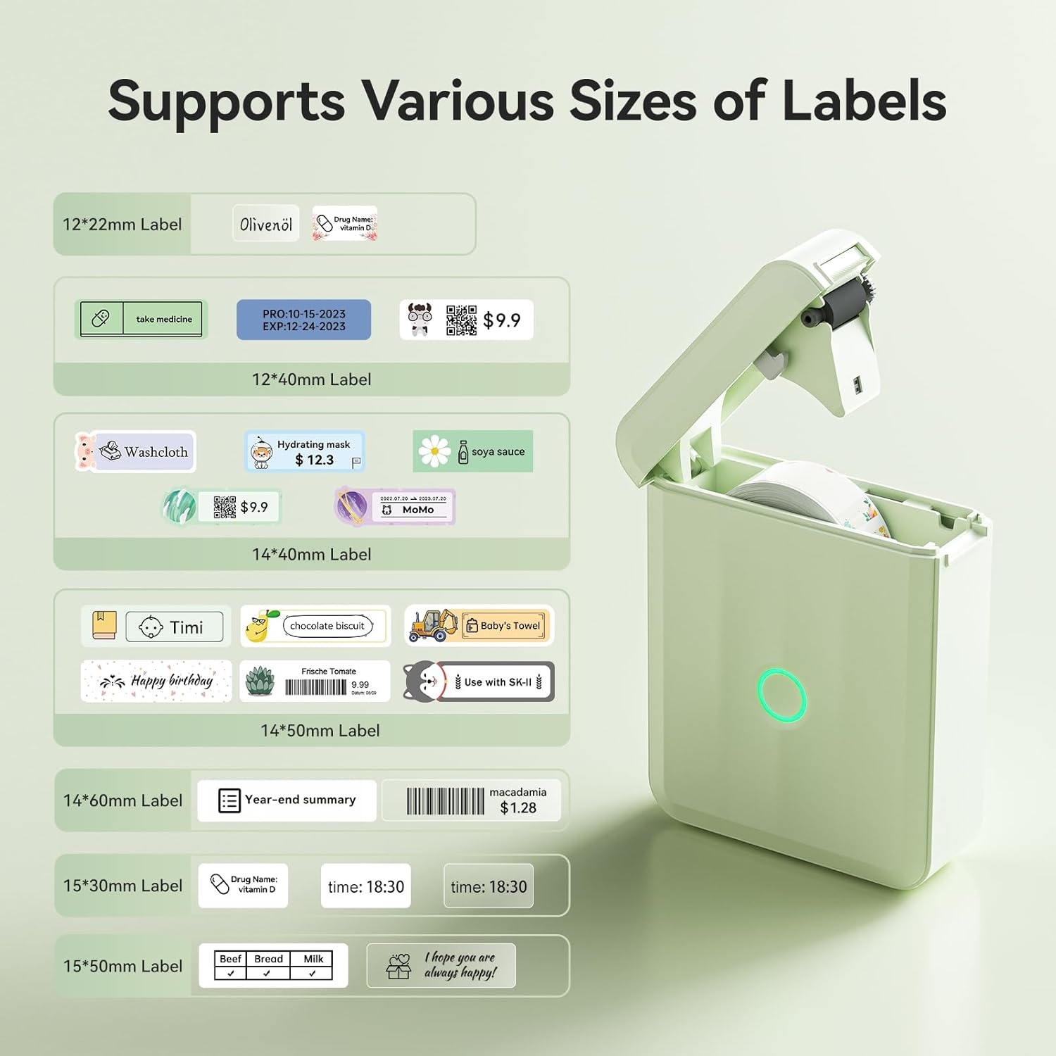 image:imageNIIMBOT D110 New Version Label Maker Machine with Tape Handheld Bluetooth Label Printer Mini Thermal Printer Sticker Maker for Organizing Home Kitchen SchoolWhiteGreen