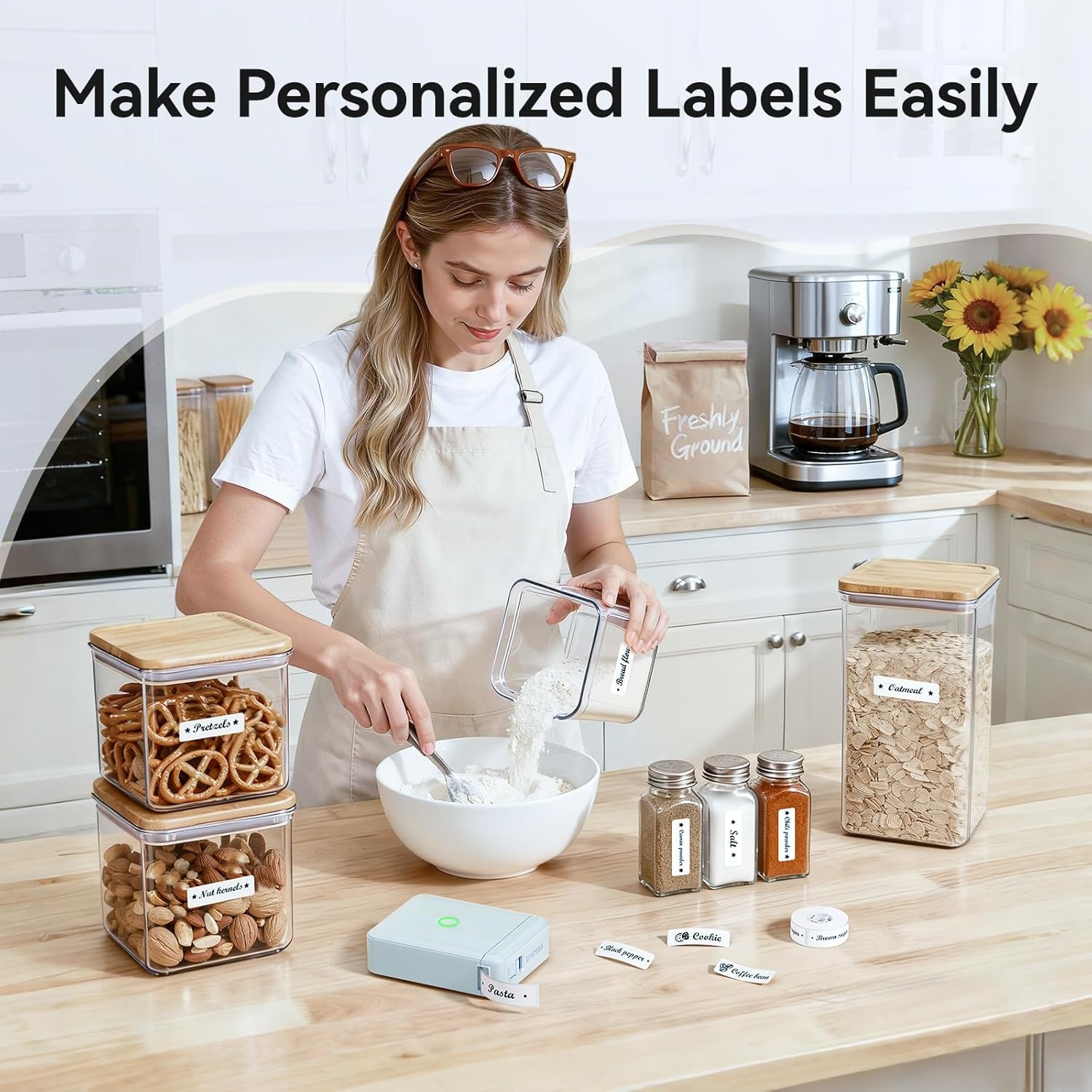image:imageNIIMBOT D110 Upgraded Version Mini Label Maker Machine with Tape Portable Bluetooth Thermal Printer Sticker Labeler with Multiple Templates for Office Organization Home Kitchen School WhiteBlue