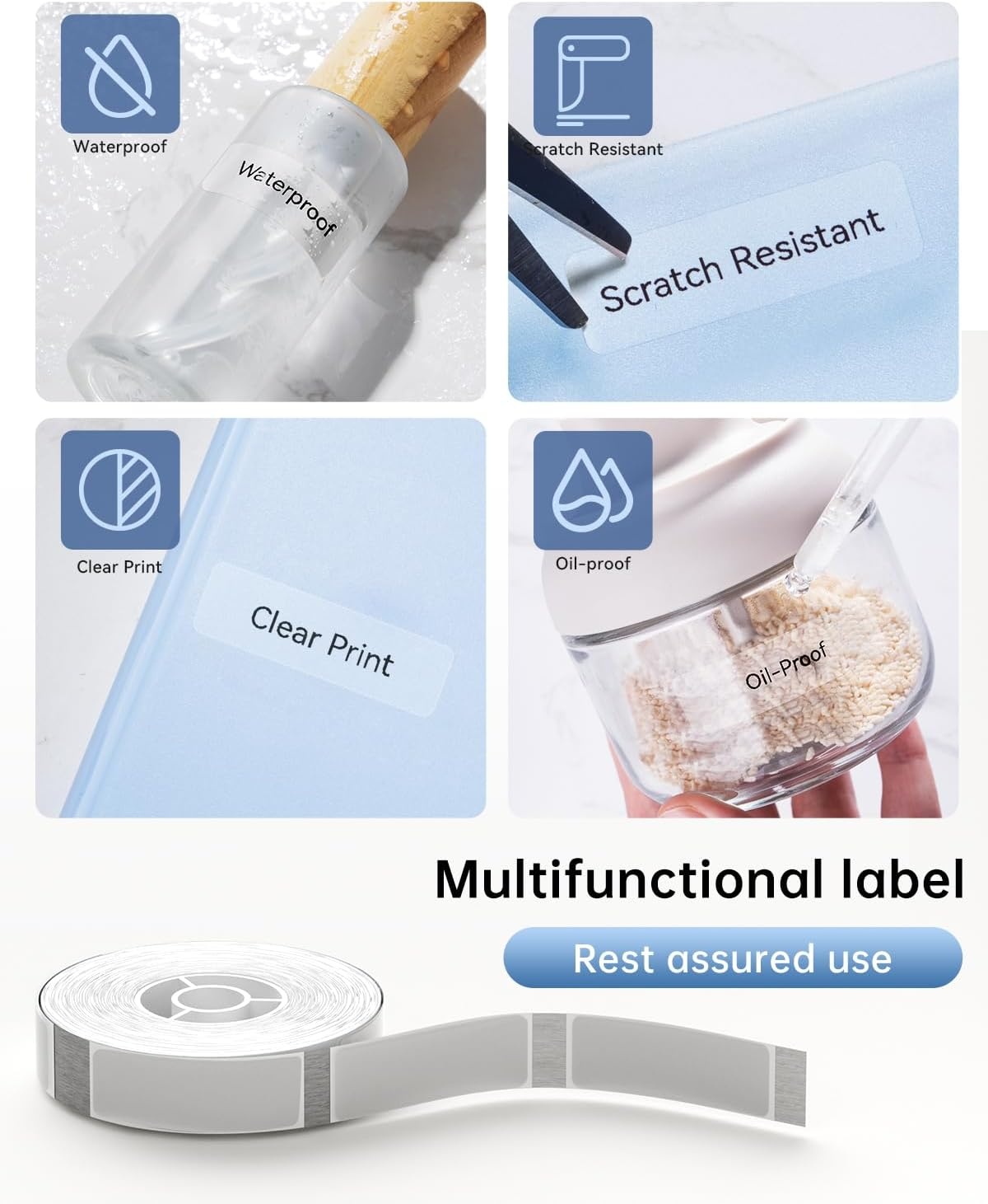 image:imageNIIMBOT D11D110 Compatible Label Paper 6Roll White 047 x 157 Thermal Label Maker Tape AllPurpose Adhesive LabelsTransparent