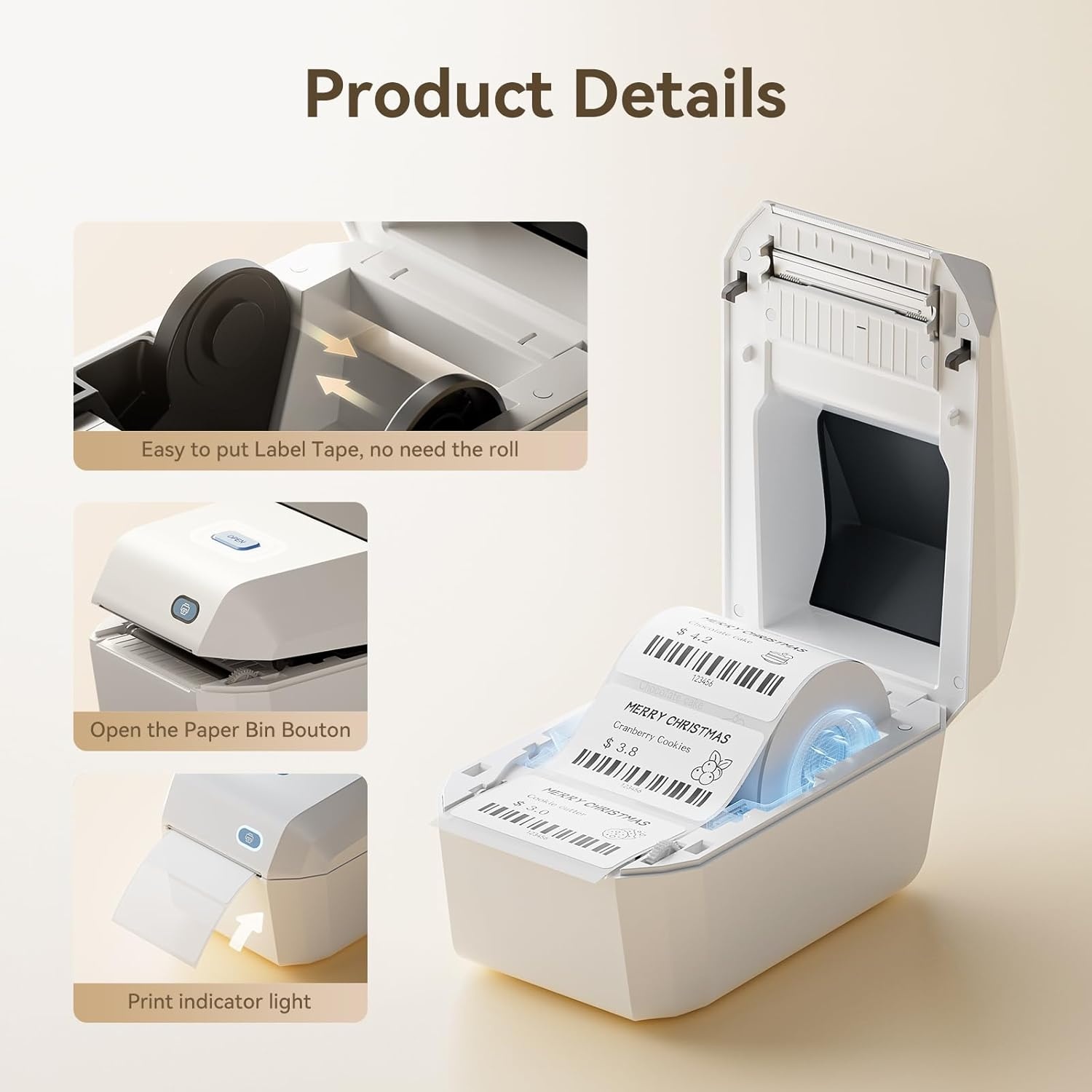 image:imageNIIMBOT K3 Label Printer 3 Inch Desktop Label Maker with HighSpeed Bluetooth and USB Connection Support Smartphone amp PC Thermal Label Maker for Small Business and Home OfficeWhite