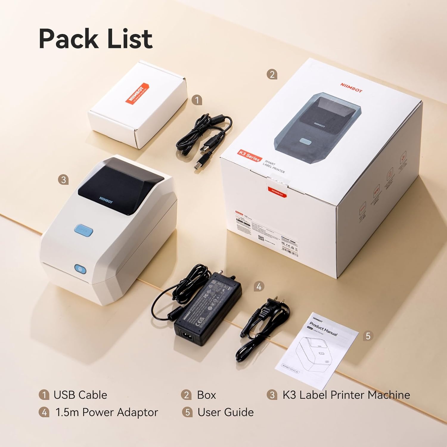 image:imageNIIMBOT K3 Label Printer 3 Inch Desktop Label Maker with HighSpeed Bluetooth and USB Connection Support Smartphone amp PC Thermal Label Maker for Small Business and Home OfficeWhite