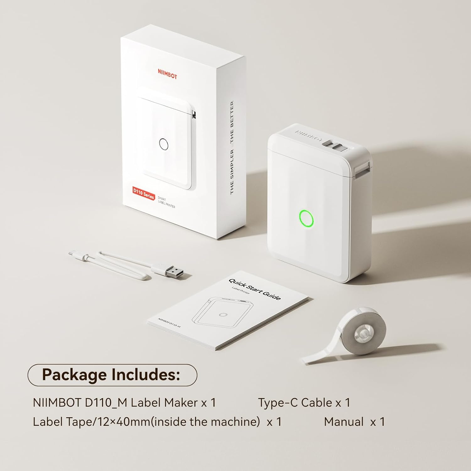 image:imageNIIMBOT Label Maker Machine with Tape D110 New Version Mini Portable Bluetooth Thermal Printer Sticker Maker Label Maker for Home Office Organization School Light Gray