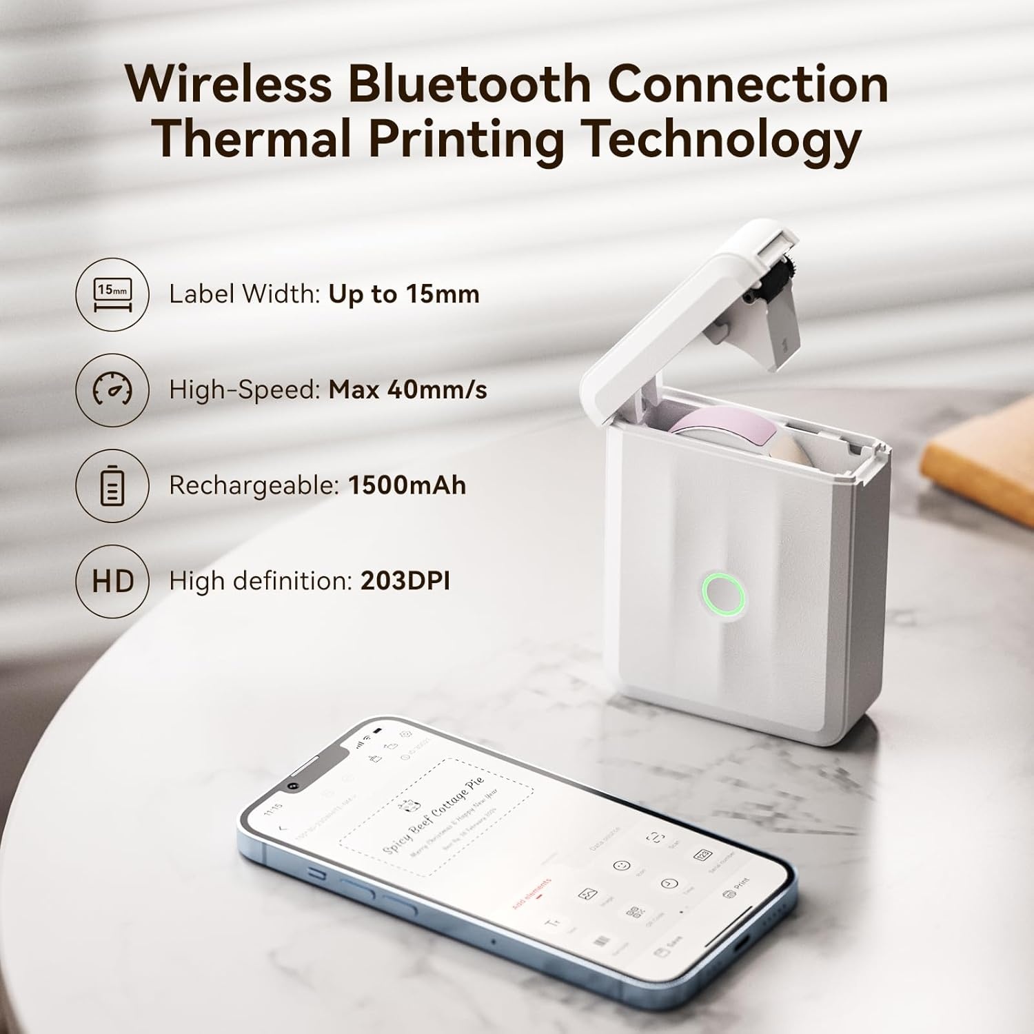 image:imageNIIMBOT Label Maker Machine with Tape D110 New Version Mini Portable Bluetooth Thermal Printer Sticker Maker Label Maker for Home Office Organization School Light Gray