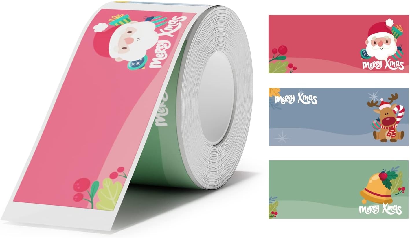 image:imageNIIMBOT Label Maker Tape Christmas Label Stickers 098x236 Labels Refill ONLY forD101 B1 B21 B31 Label Maker WaterproofChristmas