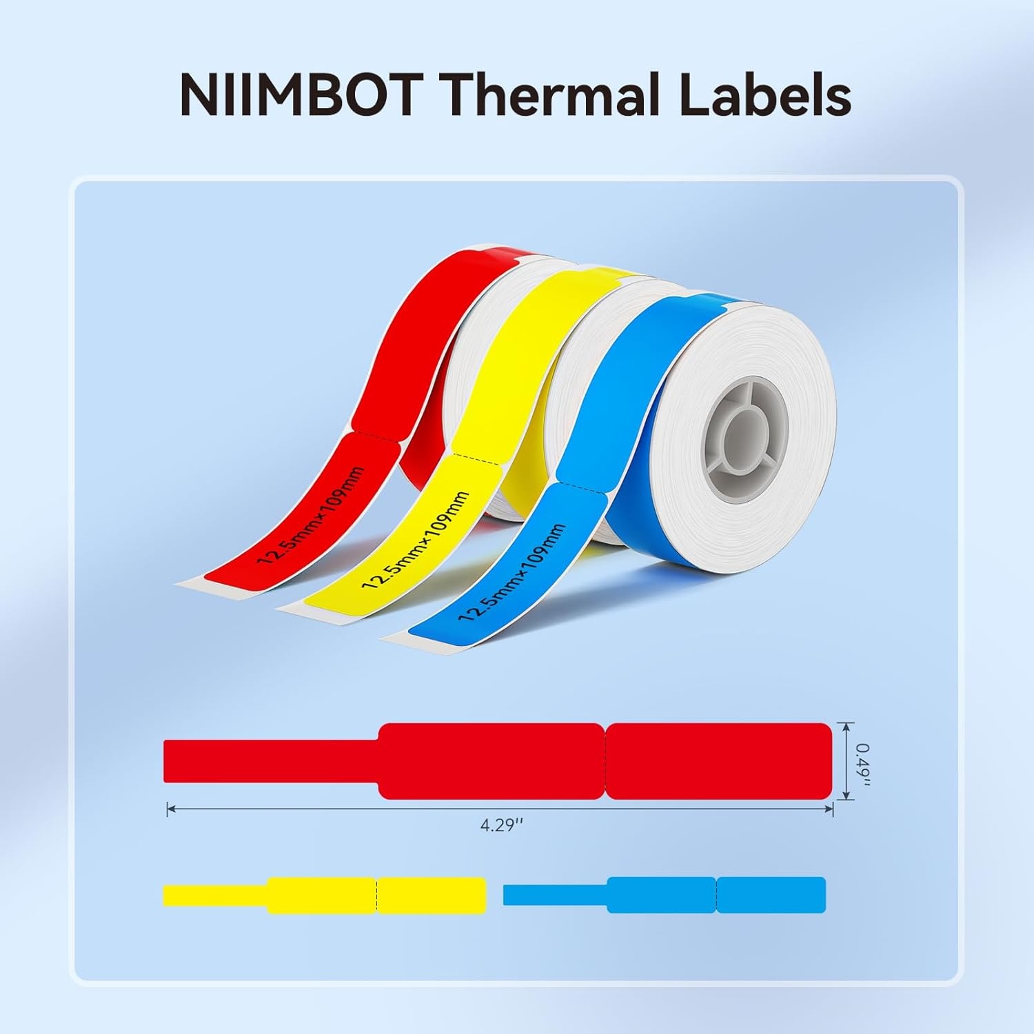 image:imageNIIMBOT Label Maker Tape for D11D110D101 Label Maker 12 x 40 mm 047 x 157 for Home Office Labeling Tape Replacement PinkMix CableredYellowBlue Cable
