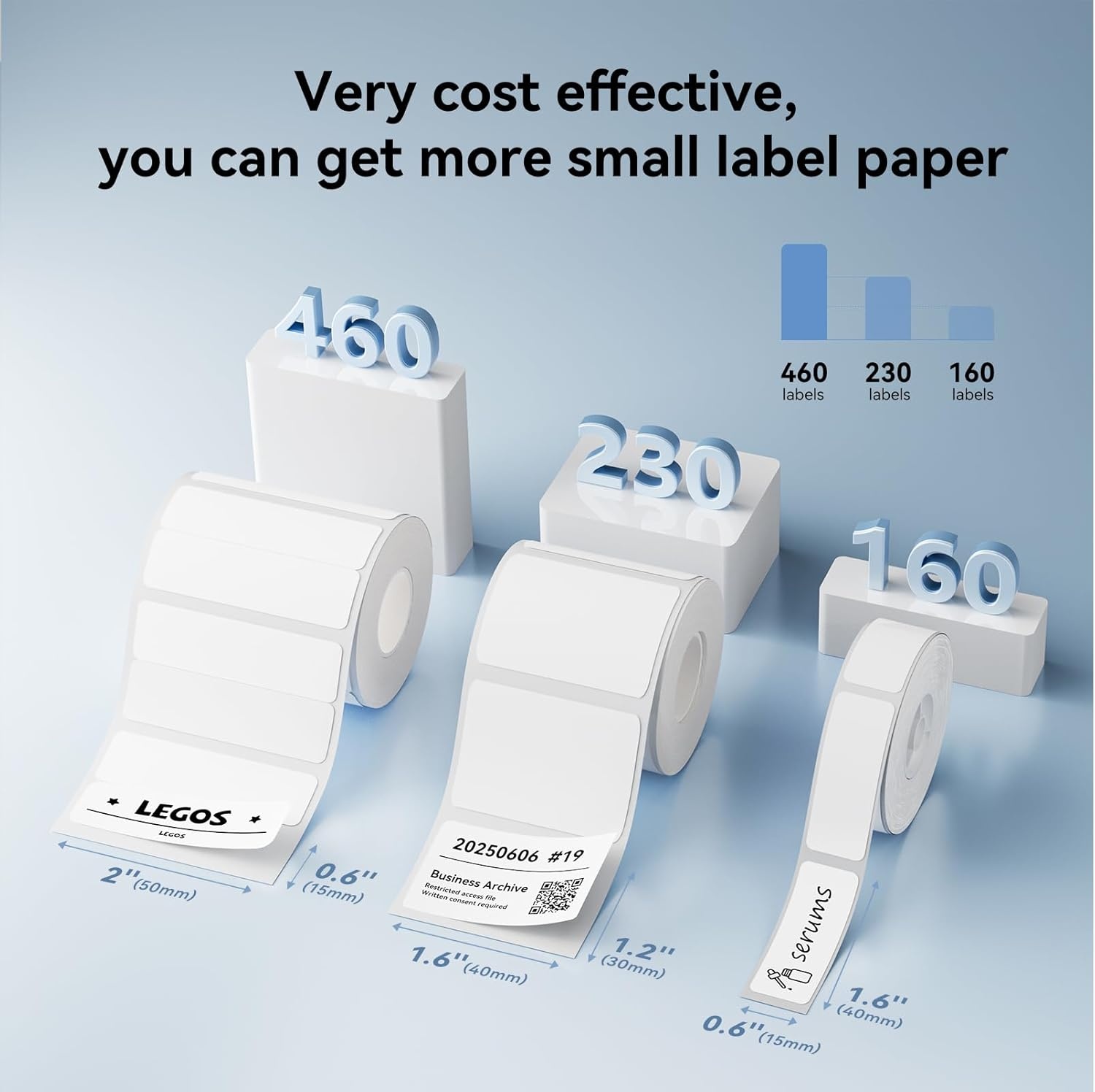 image:imageNIIMBOT Labels 2 Rolls Refill Thermal Label for Label Maker B1B21B21ProB3SB31K3 Waterproof OilProof and TearProof Sticker Labels 2 x 06x250x15mmx2 WhiteWhite12 X 06x2