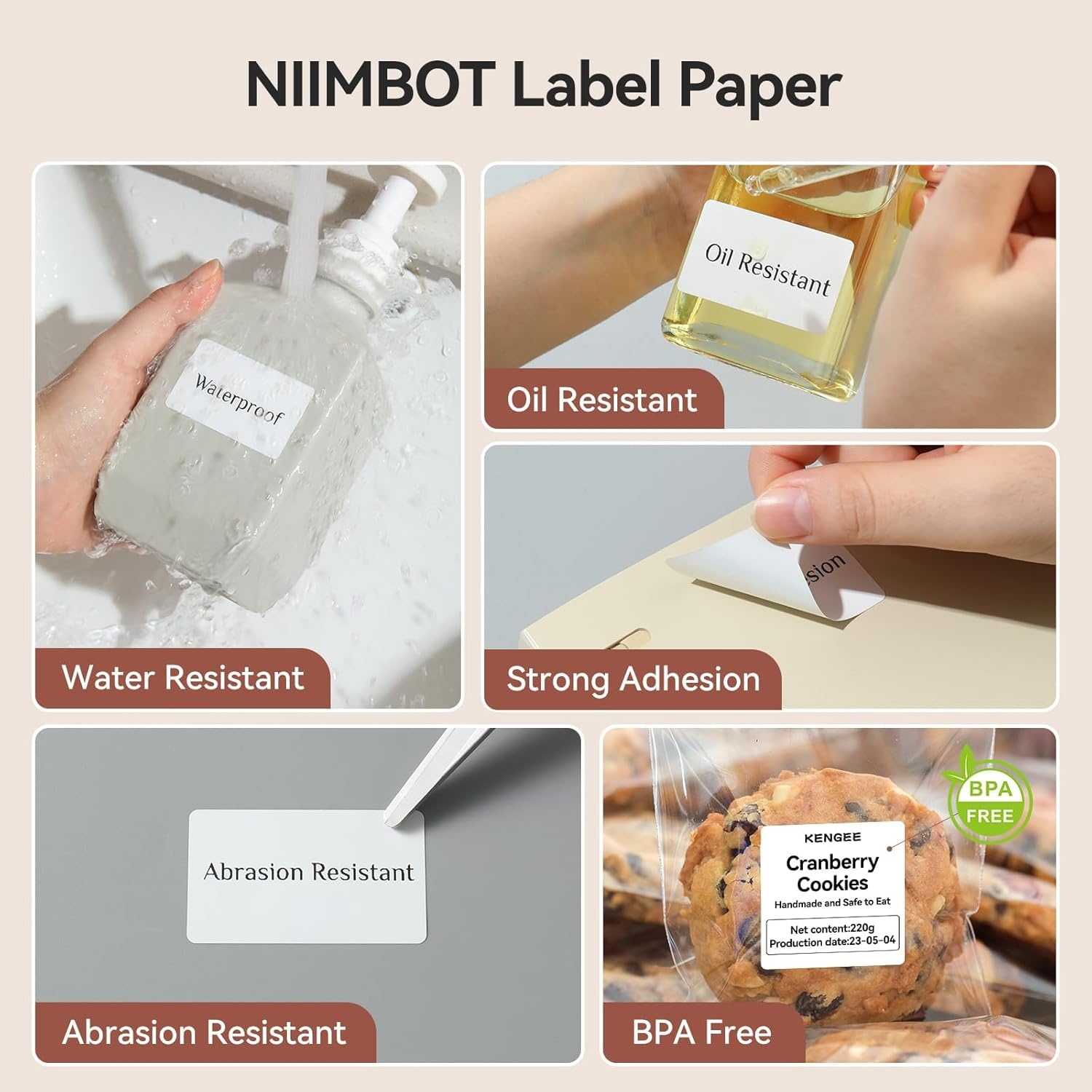 image:imageNIIMBOT Labels 2 Rolls Refill Thermal Label for Label Maker B1B21B21ProB3SB31K3 Waterproof OilProof and TearProof Sticker Labels 2 x 06x250x15mmx2 WhiteWhite2 X 32