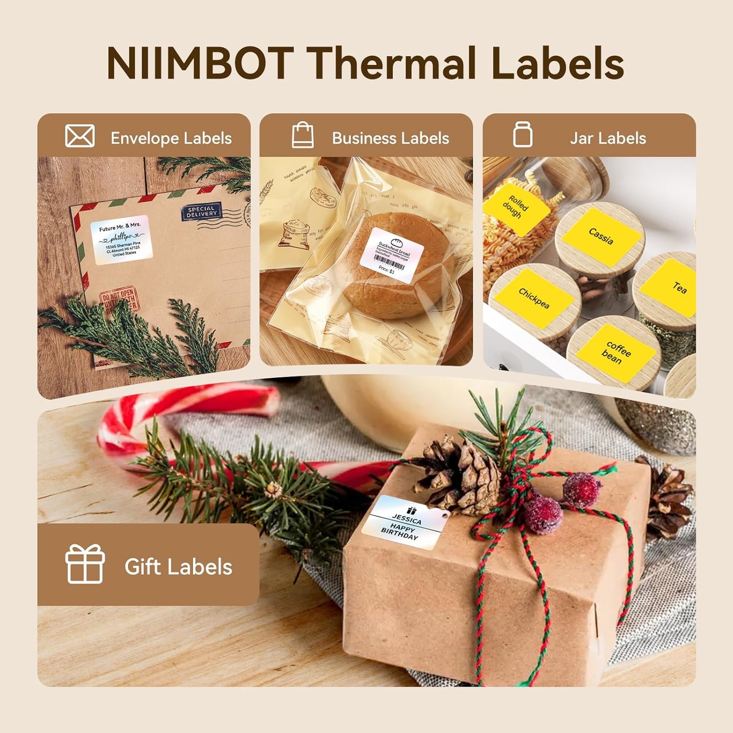 image:imageNIIMBOT Labels for B1B21B31 Label Maker 50 x 30 mm 197 x 118 230 TapesRoll Thermal Label Tape Waterproof OilProof for Home Office Small Business Labeling Tape ReplacementWhite40mm30mmcolorful