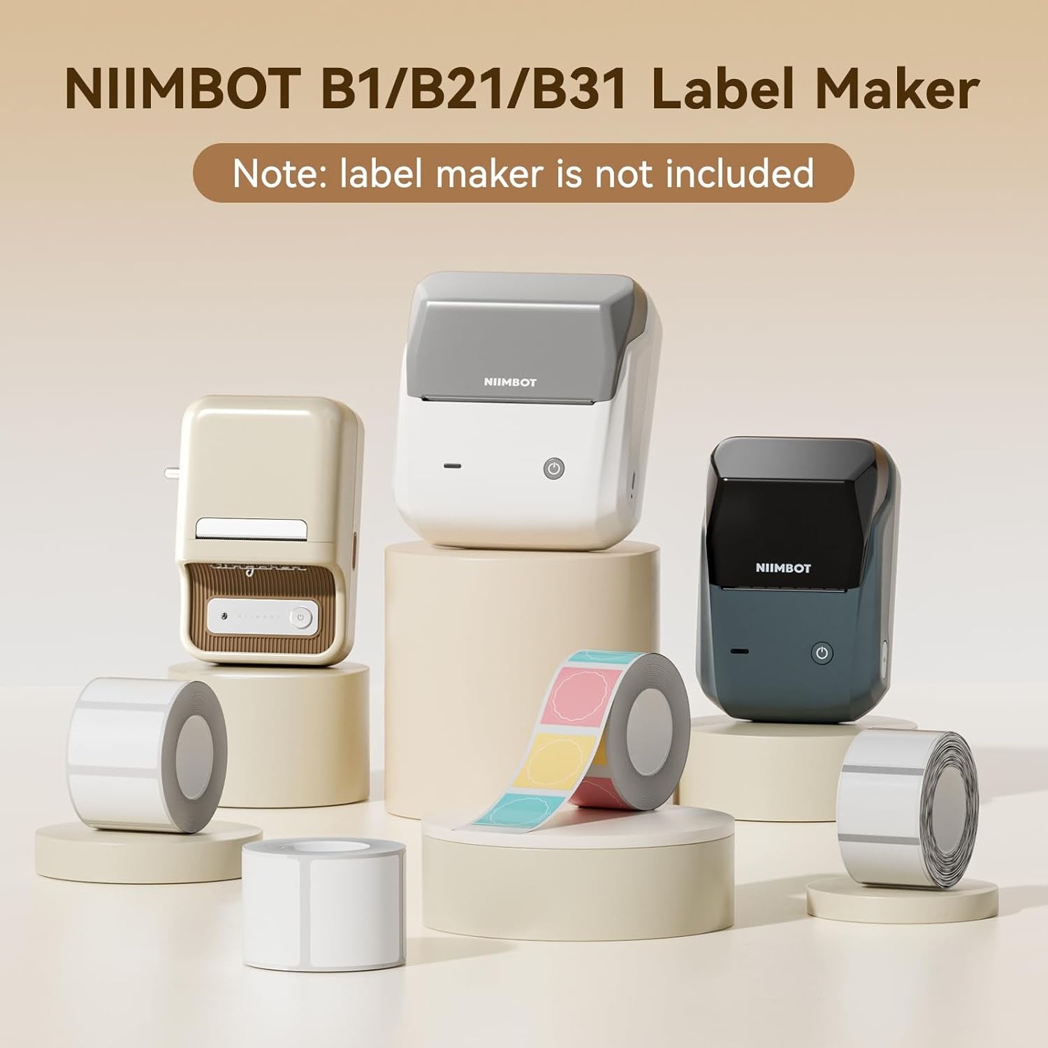 image:imageNIIMBOT Labels for B1B21B31 Label Maker 50 x 30 mm 197 x 118 230 TapesRoll Thermal Label Tape Waterproof OilProof for Home Office Small Business Labeling Tape ReplacementWhite50mm80mmwhite
