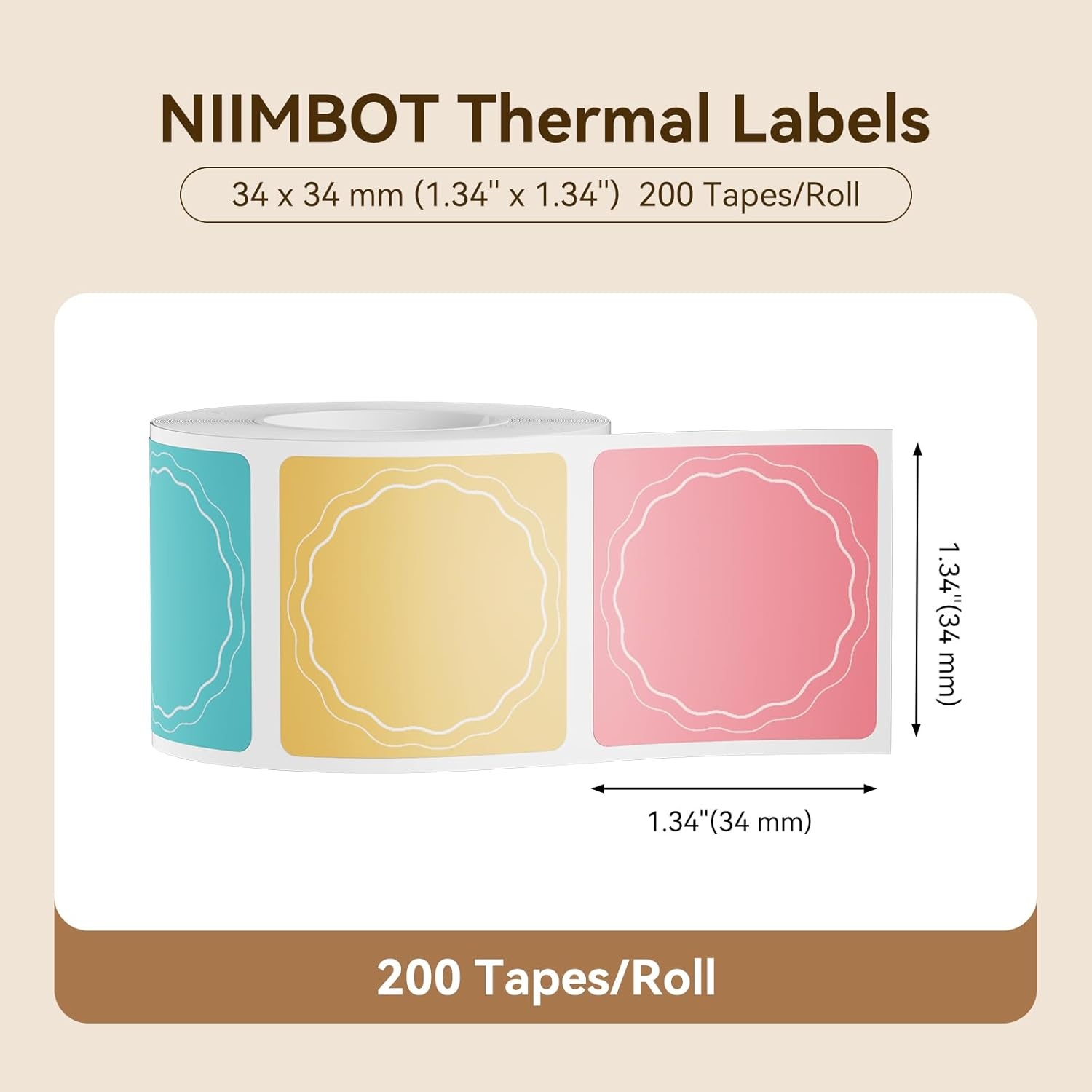 image:imageNIIMBOT Labels for B1B21B31 Label Maker 50 x 30 mm 197 x 118 230 TapesRoll Thermal Label Tape Waterproof OilProof for Home Office Small Business Labeling Tape ReplacementWhite34mm34mmcolorful