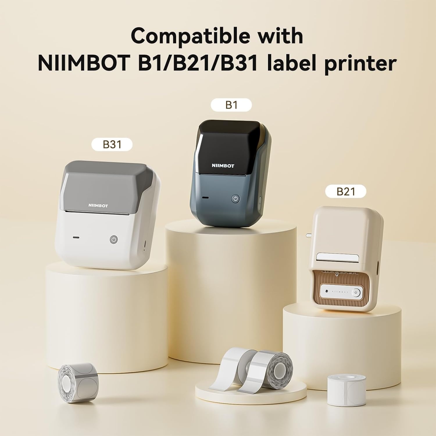 image:imageNIIMBOT Labels for B1B21B31 Label Maker 50 x 30 mm 197 x 118 230 TapesRoll Thermal Label Tape Waterproof OilProof for Home Office Small Business Labeling Tape ReplacementWhite50mm80mmwhite