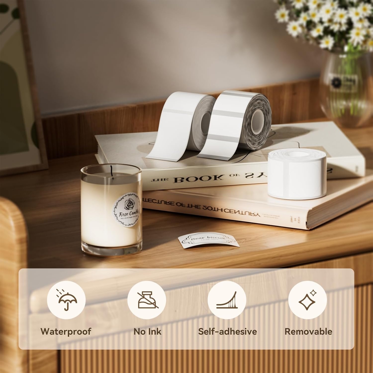 image:imageNIIMBOT Labels for B1B21B31 Label Maker 50 x 30 mm 197 x 118 230 TapesRoll Thermal Label Tape Waterproof OilProof for Home Office Small Business Labeling Tape ReplacementWhite40mm30mmwhite