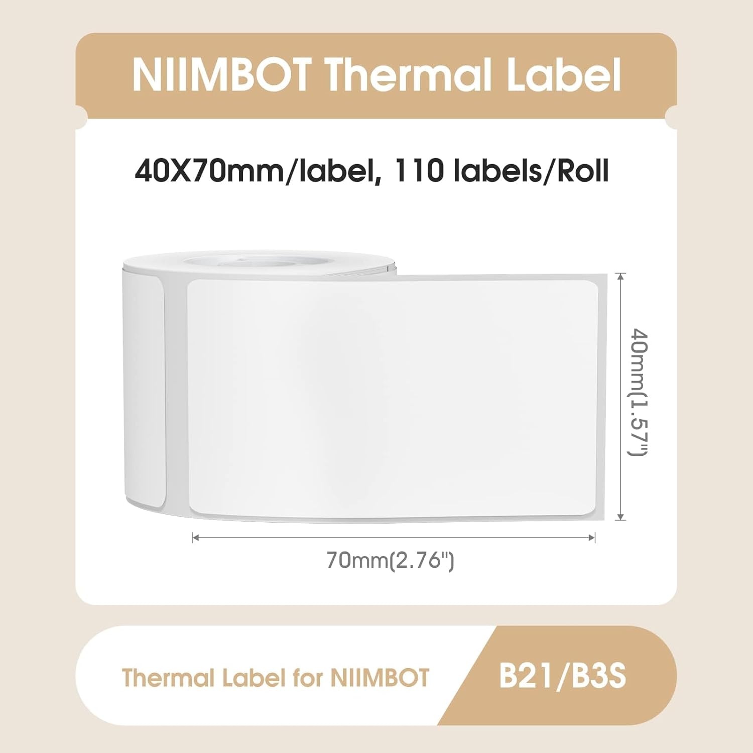 image:imageNIIMBOT Labels for B1B2B21B3SK3 Label Printer Thermal Stickers 2 x 31550x80mm Waterproof OilProof Label Tape 1 Roll of 95 White Sticker LabelsWhite157 X 276
