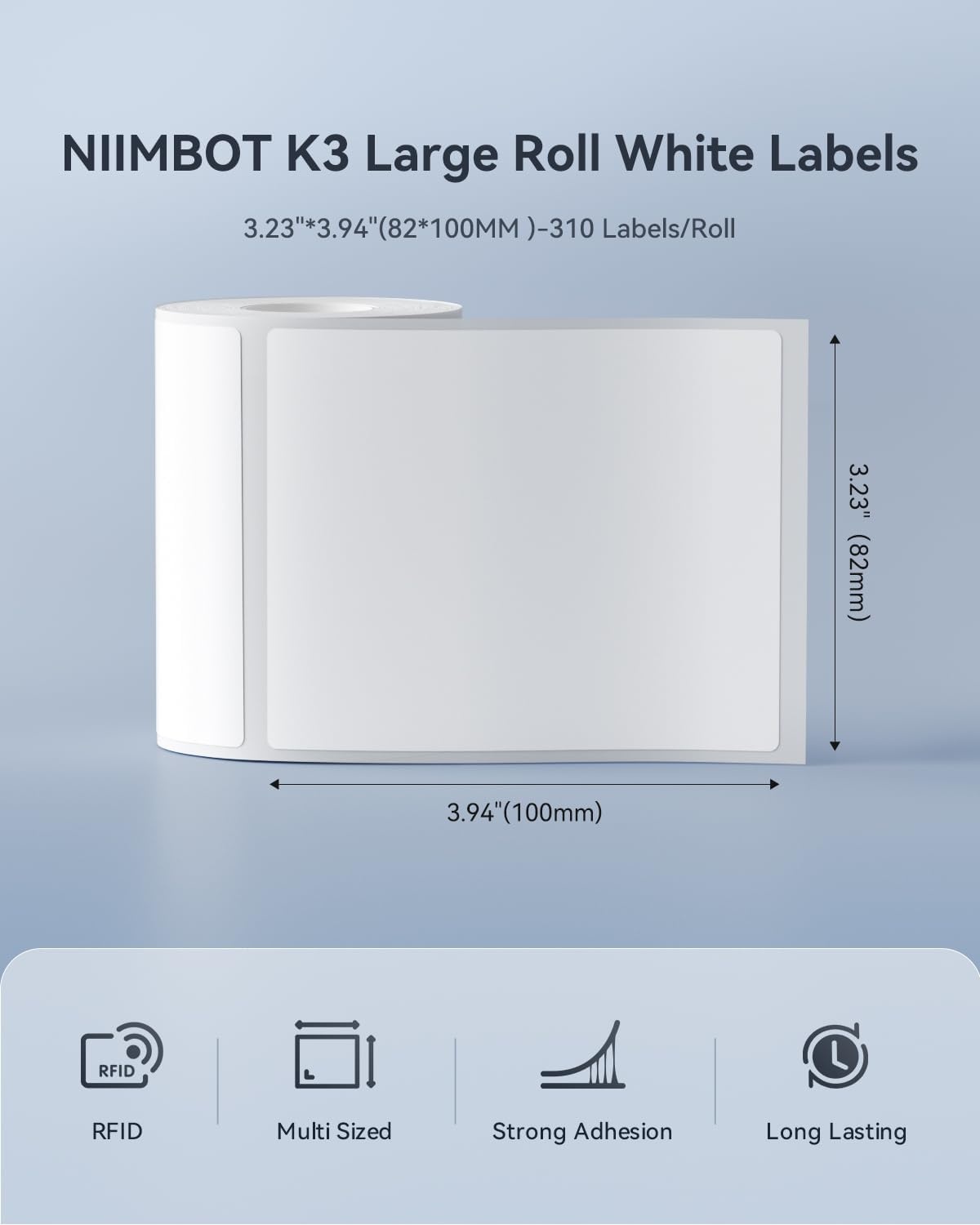image:imageNIIMBOT LabelsSelfAdhesive Large Roll Label 20140251102MM 300 LabelsRoll Compatible with NIIMBOT K3 Desktop Printer Thermal Tape for Mailing Address Barcode Office Business82100MM