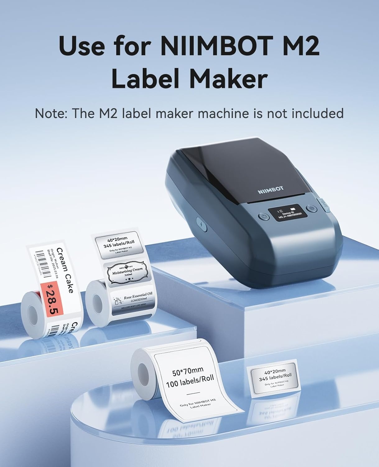 image:imageNIIMBOT M2M3 Thermal Transfer Labels 157 x 078 40x20mm Only forM3M2 Label Maker PET Material Waterproof and HighTemperature Resistance Long Storage TimeSilver4020MM Hologram