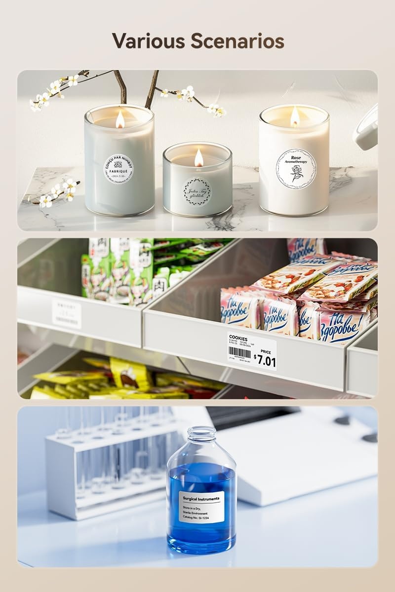 image:imageNIIMBOT M2M3 Thermal Transfer Labels 157 x 078 40x20mm Only forM3M2 Label Maker PET Material Waterproof and HighTemperature Resistance Long Storage TimeSilver4020MM Hologram