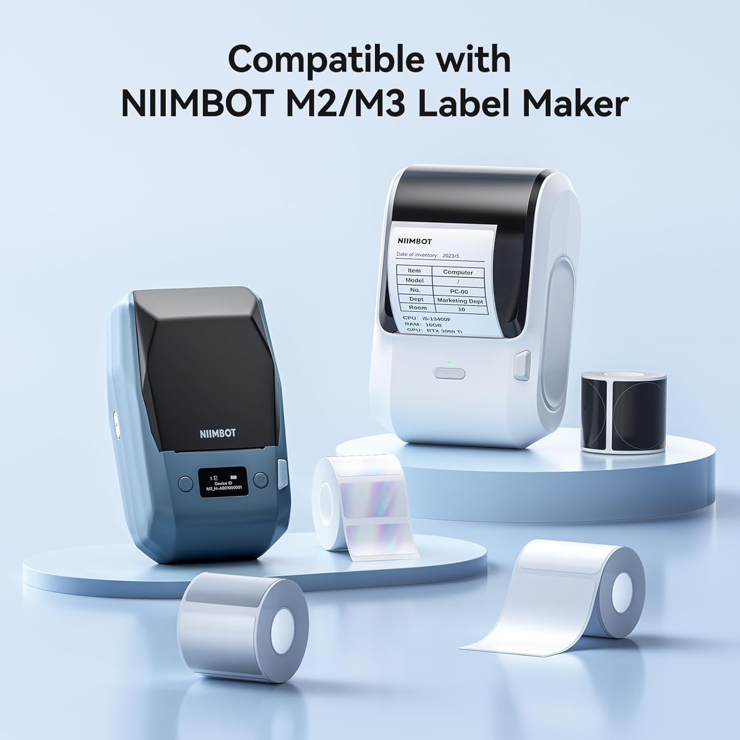 image:imageNIIMBOT M2M3 Thermal Transfer Labels 157079 345 TapesRoll for M2M3 Label Maker Long Storage Time for Small Businesses Cosmetics Vitamins Labeling HologramWhite Cable