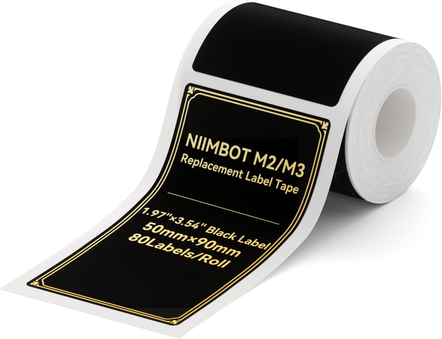 image:imageNIIMBOT M2M3 Thermal Transfer Labels 157079 345 TapesRoll for M2M3 Label Maker Long Storage Time for Small Businesses Cosmetics Vitamins Labeling HologramBlack
