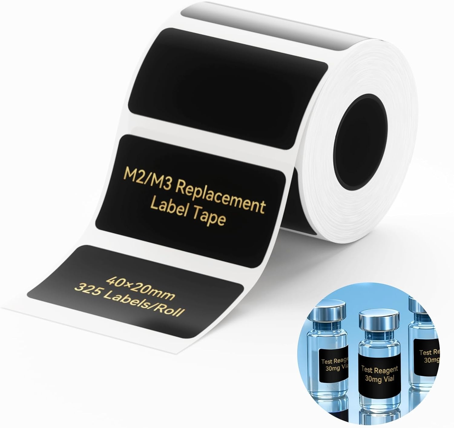 image:imageNIIMBOT M2M3 Thermal Transfer Labels 157079 345 TapesRoll for M2M3 Label Maker Long Storage Time for Small Businesses Cosmetics Vitamins Labeling HologramBlack
