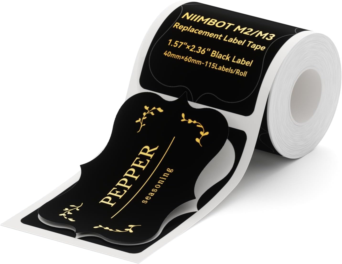 image:imageNIIMBOT M2M3 Thermal Transfer Labels 157079 345 TapesRoll for M2M3 Label Maker Long Storage Time for Small Businesses Cosmetics Vitamins Labeling HologramBlack