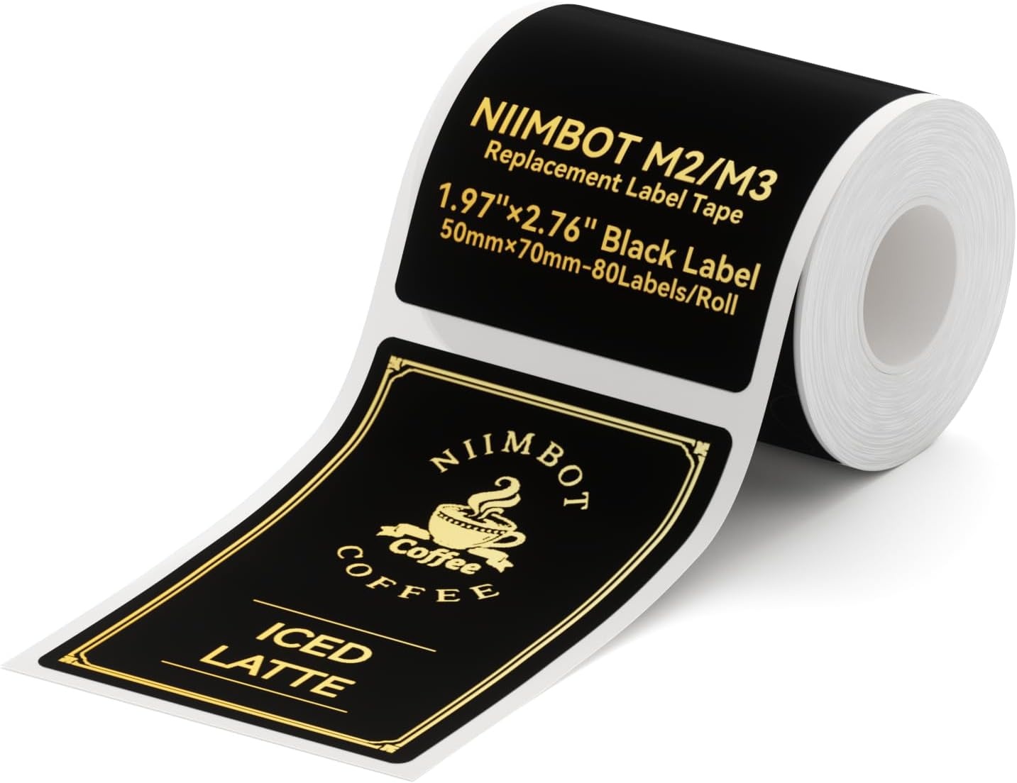 image:imageNIIMBOT M2M3 Thermal Transfer Labels 157079 345 TapesRoll for M2M3 Label Maker Long Storage Time for Small Businesses Cosmetics Vitamins Labeling HologramBlack