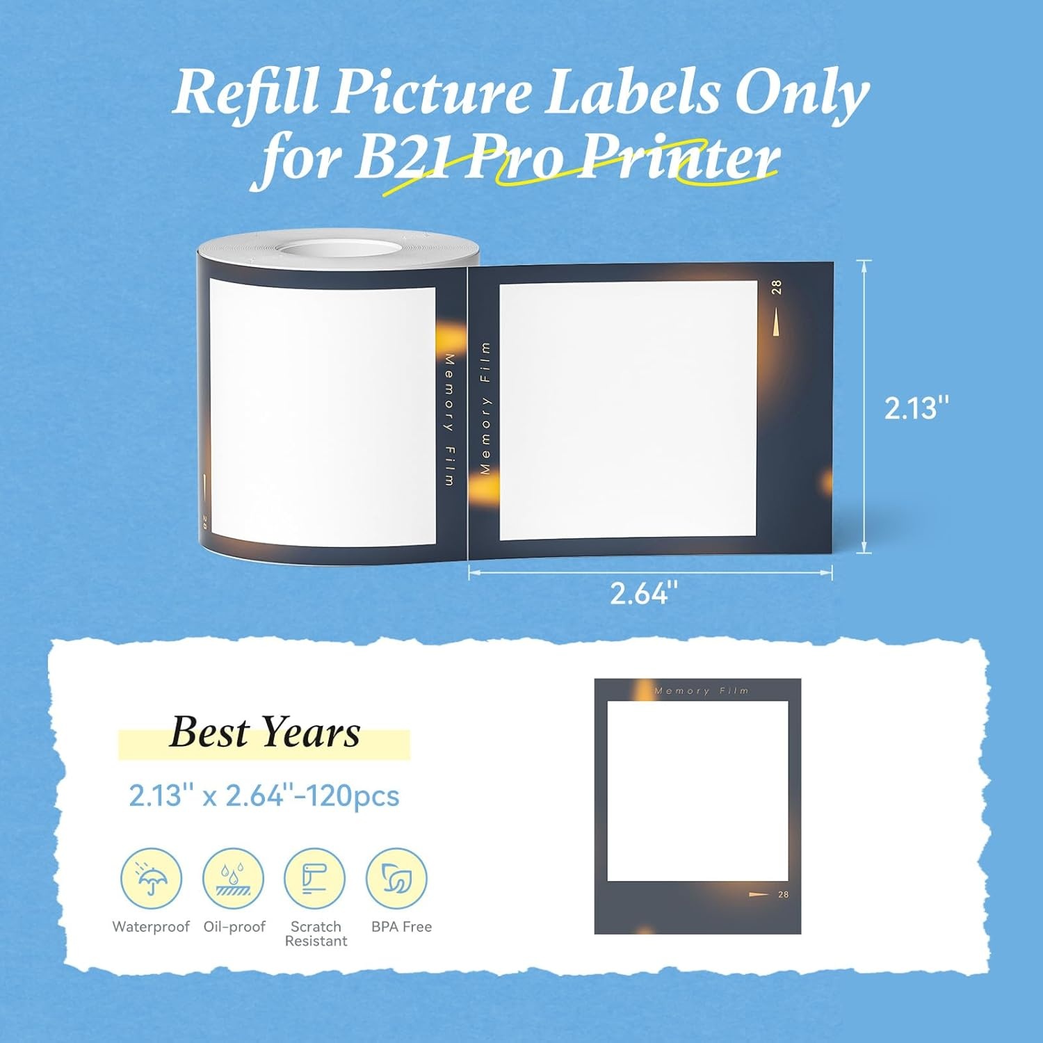 image:imageNIIMBOT Photo Papers Compatible with Pro Series Label Makers Thermal Picture Labels Good Idea to Print Photos Beauty Memories NoteList 213x26754x67mmBest Years