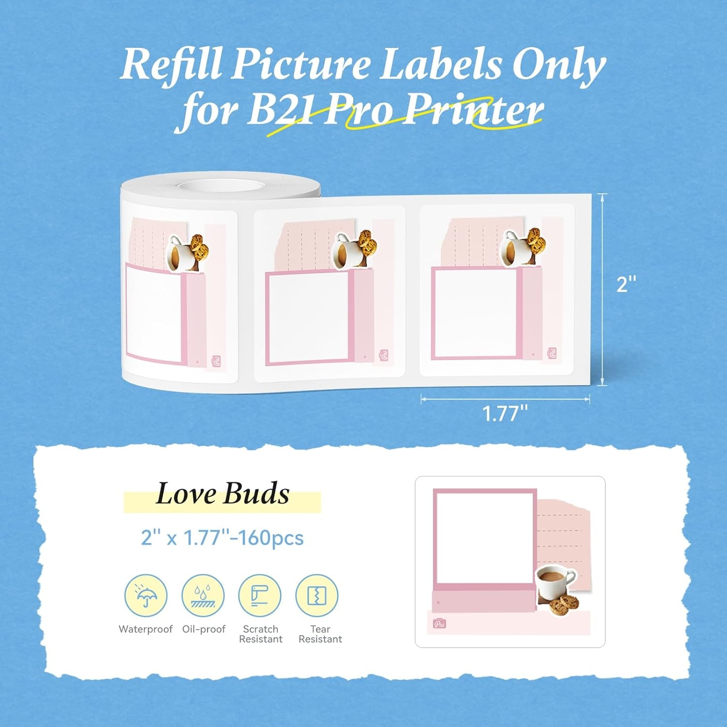 image:imageNIIMBOT Photo Papers Compatible with Pro Series Label Makers Thermal Picture Labels Good Idea to Print Photos Beauty Memories NoteList 213x26754x67mmLove Buds