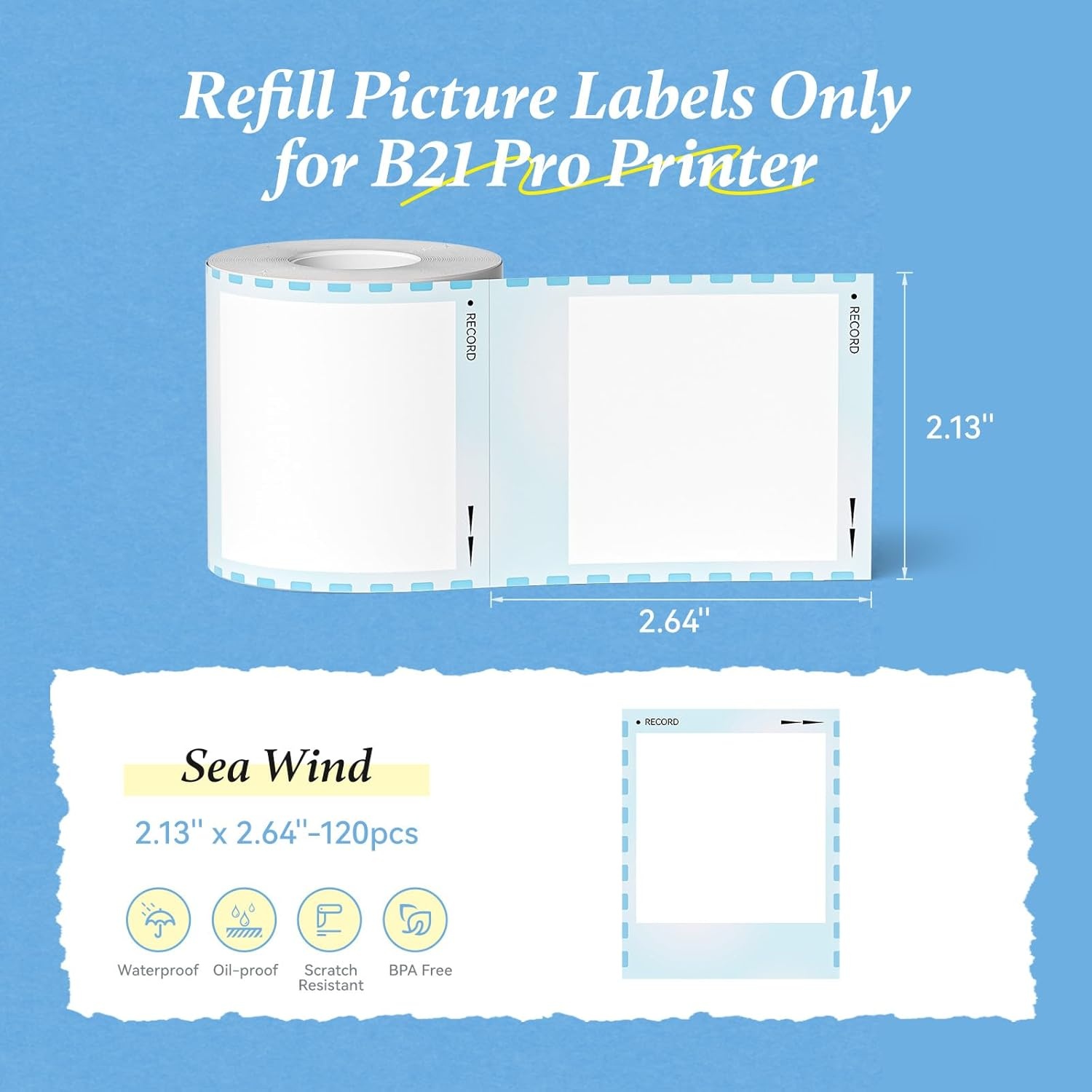 image:imageNIIMBOT Photo Papers Compatible with Pro Series Label Makers Thermal Picture Labels Good Idea to Print Photos Beauty Memories NoteList 213x26754x67mmSea Wind