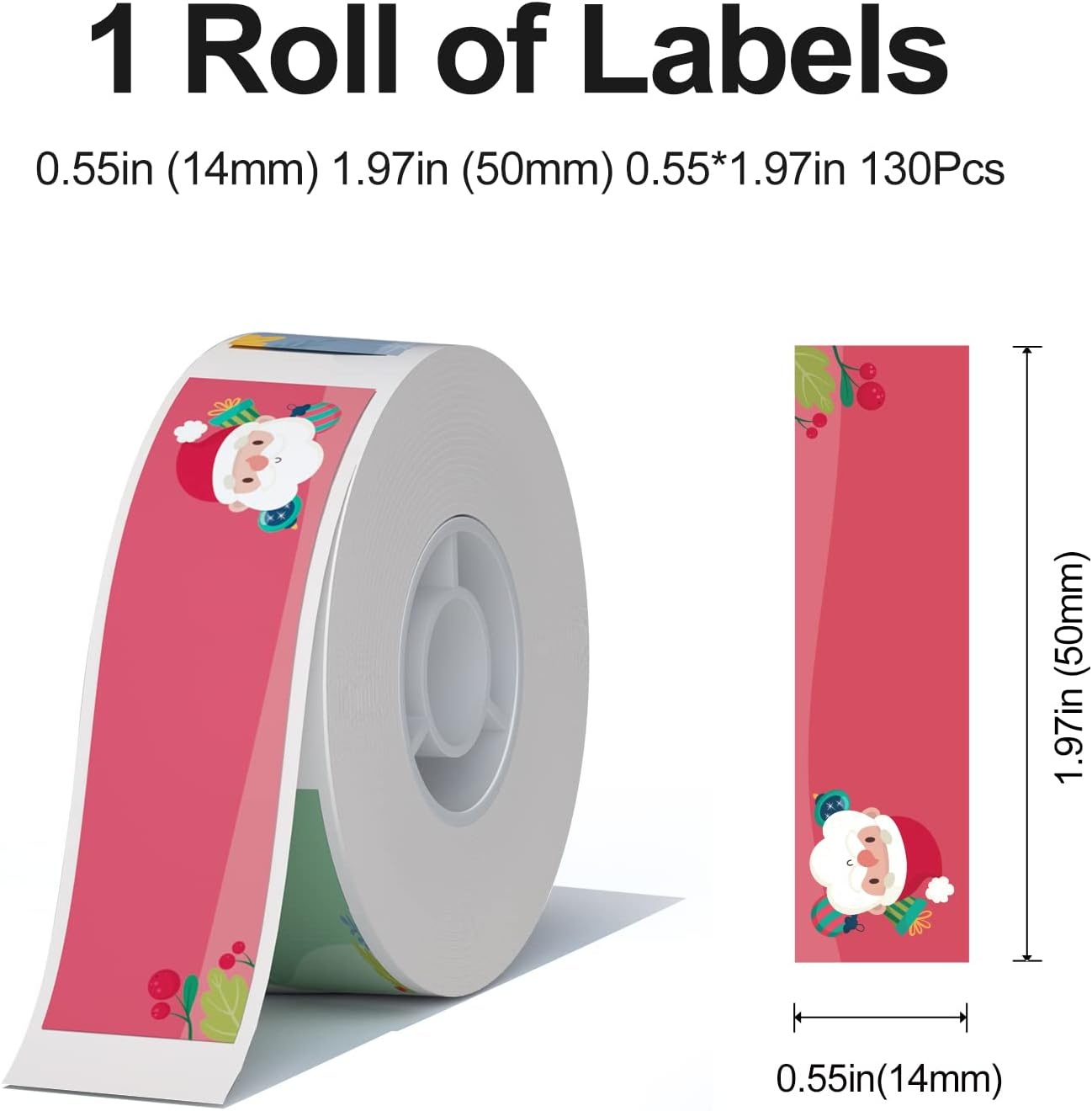 image:imageNIIMBOT Thermal Label Stickers 055x196 130 SheetsRoll with Christmas Elements Personalized Refill Tape for D11D110D101 Label Makers WaterproofChristmas