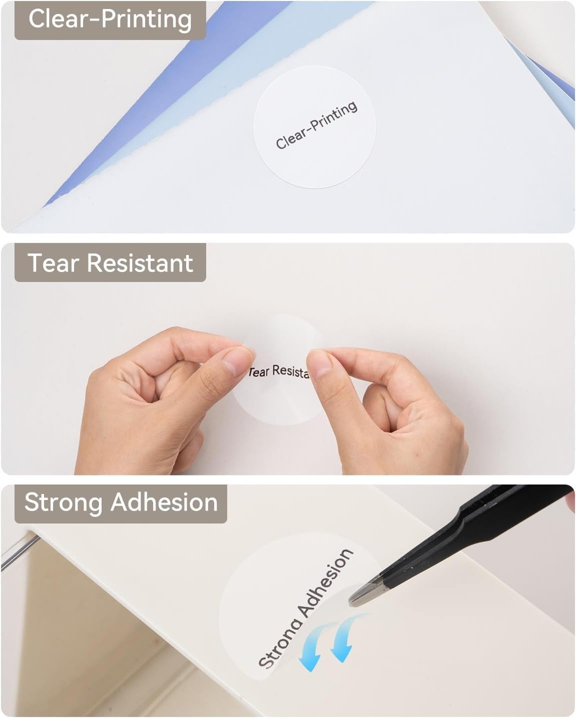 image:imageNIIMBOT Thermal Label Tape 5050mm Compatible for NIIMBOT B1 B21 B31 B3S K3 Thermal Sticker Paper 19 x 197 Waterproof Labeling Tape Replacement 150 LabelsRoll 3 Packs Round3 ROLLS 5050MM Round Clear
