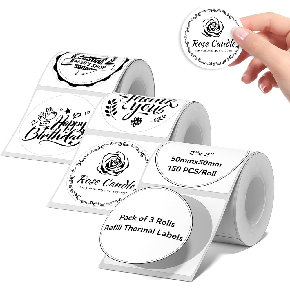 image:image3 Rolls Clear Labels for NIIMBOT B1 B21 B3S K3 Label Maker 157 x 118 40x30mm Printer Labels Food Labels for Jars Personalized Editable Labels for HomeSchoolOffice50x50roundwhite3rolls