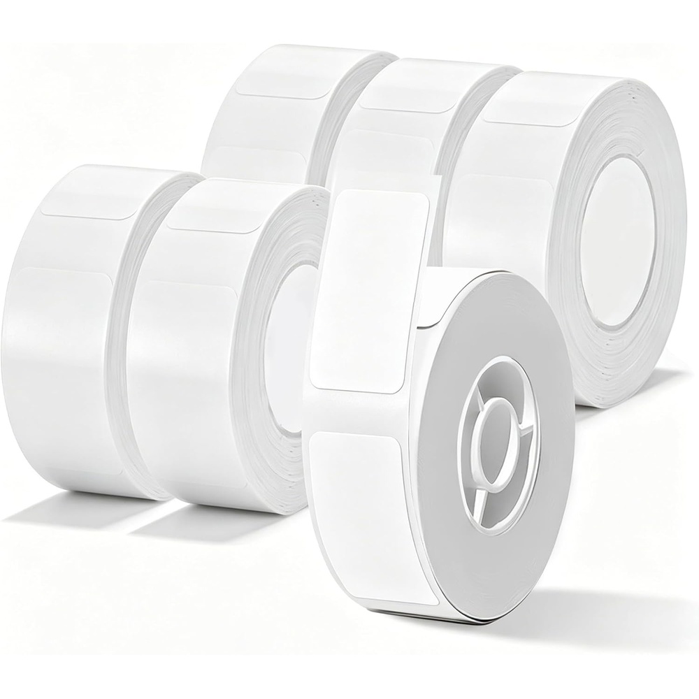image:imageLabel Maker Tape 6 Rolls1260 Pieces Compatible for D11D110D101 Printer Paper Stickers Waterproof Standard Laminated TearResistant Office Home Name File Folder Clothes 059x 118 Inch White
