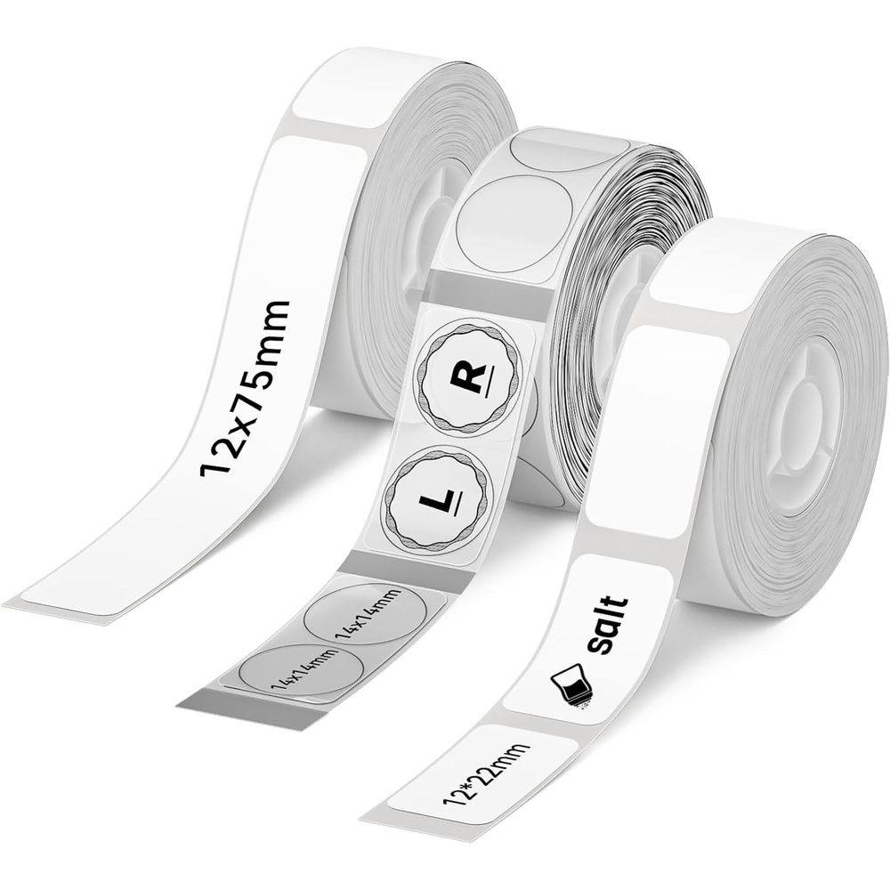 image:imageNIIMBOT 3 Roll Set Labels for D110D11D101 Label Maker 047 X 295 White 055 X 11 Clear 047 X 087 White Waterproof Thermal Label Tape for Home Office School OrganizationMix C