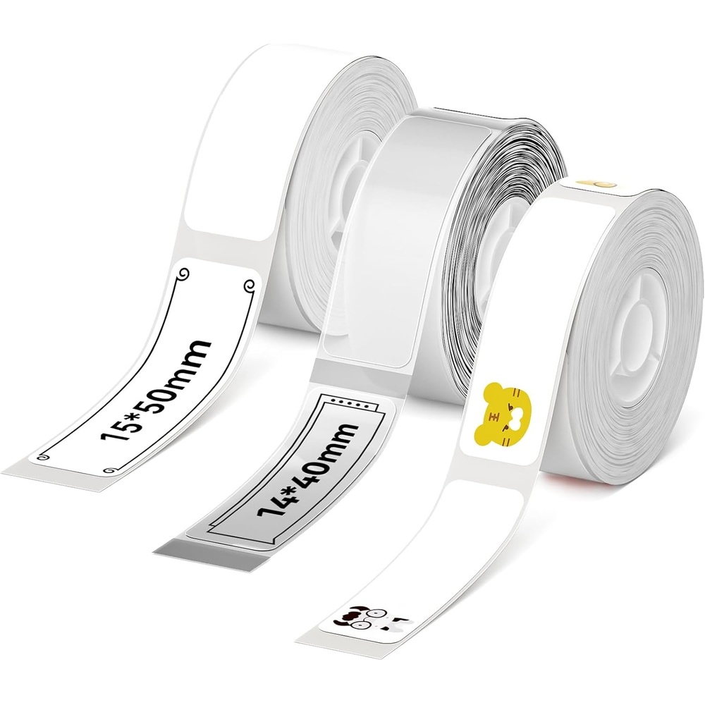 image:imageNIIMBOT 3 Roll Set Labels for D110D11D101 Label Maker 047 X 295 White 055 X 11 Clear 047 X 087 White Waterproof Thermal Label Tape for Home Office School OrganizationMix A