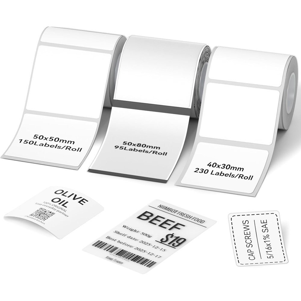 image:imageNIIMBOT 3 Rolls Set Label for B1 B21 B3S B21Pro Label Maker 13x13 Colorful16x08 Zoo16x06 2 Rows Thermal Label Refills for DaycareSpice JarAddressLogoNameFood ContainerMix B