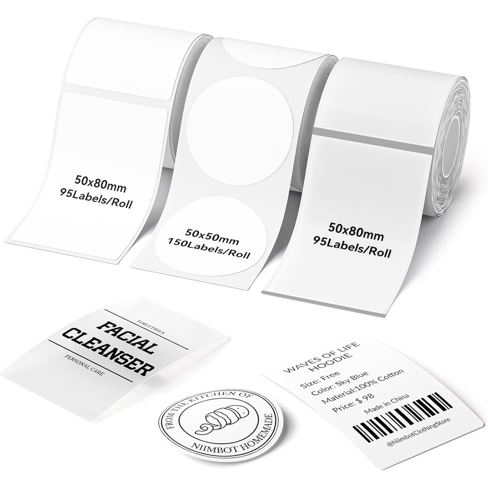 image:imageNIIMBOT 3 Rolls Set Label for B1 B21 B3S B21Pro Label Maker 13x13 Colorful16x08 Zoo16x06 2 Rows Thermal Label Refills for DaycareSpice JarAddressLogoNameFood ContainerMix C