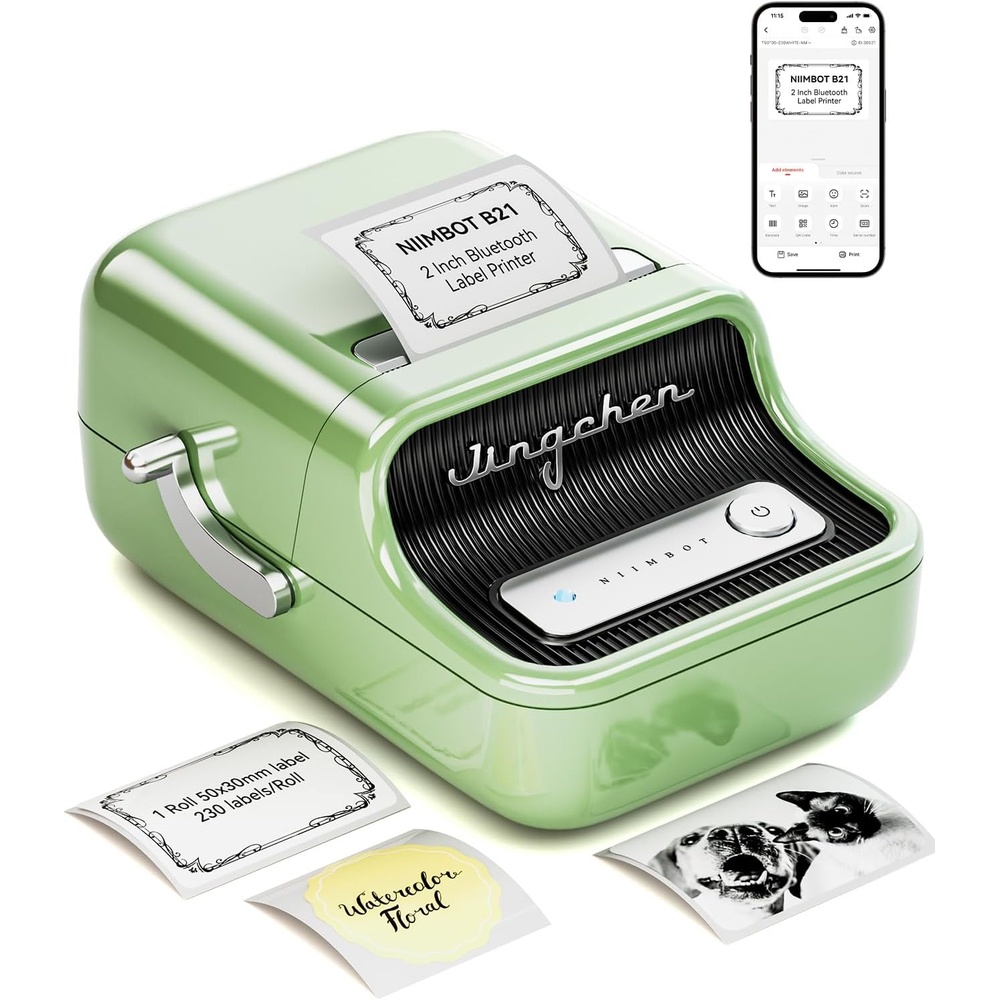 image:imageNIIMBOT B21 Label Maker Inkless Bluetooth Label Printer 2 Inch Portable Thermal Sticker Machine for Small BusinessMarson Jar Logo Clothing Mailing Candles amp Jewelry Ideal for Gifting PinkGreen