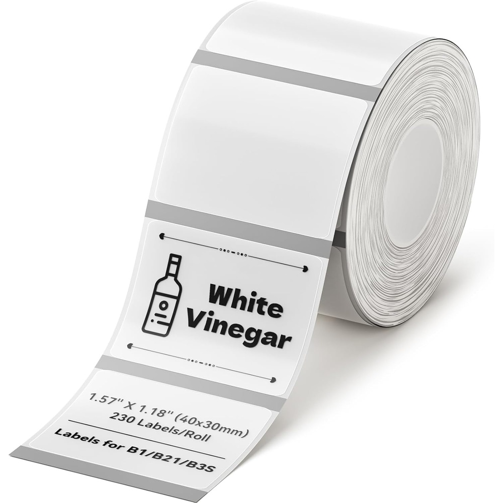 image:imageNIIMBOT Clear Label Tape for B1B21B3S 157 X 118 40x30mm 230 LabelsRoll Thermal Label Sticker for Mason JarSpiceBarcodeQR CodeAddressSmall BusinessClear