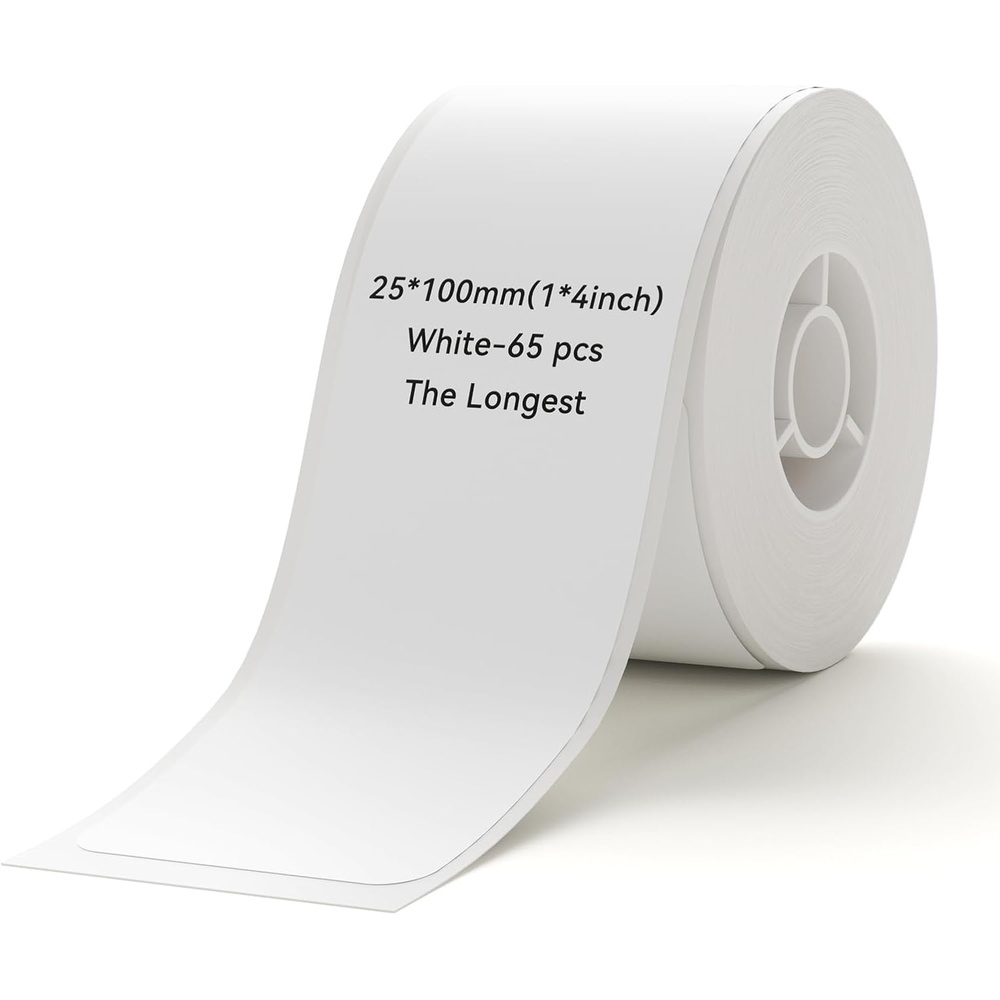image:imageNIIMBOT D101 Label Maker Tape SelfAdhesive Labeling Tape Replacement 098 X 394 25 X 100mm Thermal Label Paper for Home Kitchen 65 LabelsRoll White25100