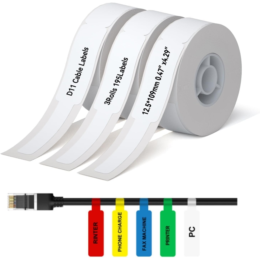 image:imageNIIMBOT D11 D110 Label Maker Tape Adhesive White Label Paper 047 X 429 125 X 109mm 65 LabelsRoll Compatible for NIIMBOT D11 D110 Label Printer Thermal Paper Black on White 3RollWhite