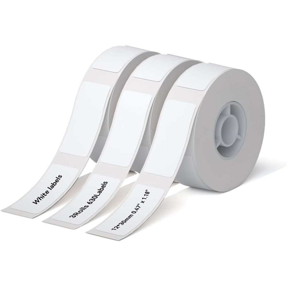 image:imageNIIMBOT D11 Label Maker Tape Adhesive White Paper 047 X 295 12 X 75mm 95 LabelsRoll Compatible for NIIMBOT D11 D110 Label Printer Thermal Paper Black on White 3Roll12X30mm