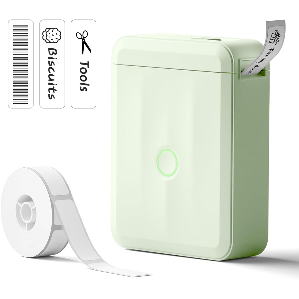 image:imageNIIMBOT D110 Label Maker Machine Bluetooth Thermal Label Printer for School Home Office Organization Mini Thermal Printer Label Maker with 3 Label Tapes WhiteGreen
