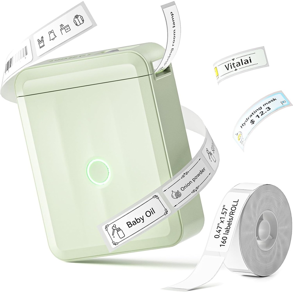 image:imageNIIMBOT D110 New Version Label Maker Machine with Tape Handheld Bluetooth Label Printer Mini Thermal Printer Sticker Maker for Organizing Home Kitchen SchoolWhiteGreen