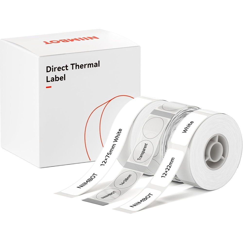 image:imageNIIMBOT Label Maker Tape for D11D110D101 Label Maker 12 x 40 mm 047 x 157 for Home Office Labeling Tape Replacement PinkMix 2whiteTransparent RoundWhite
