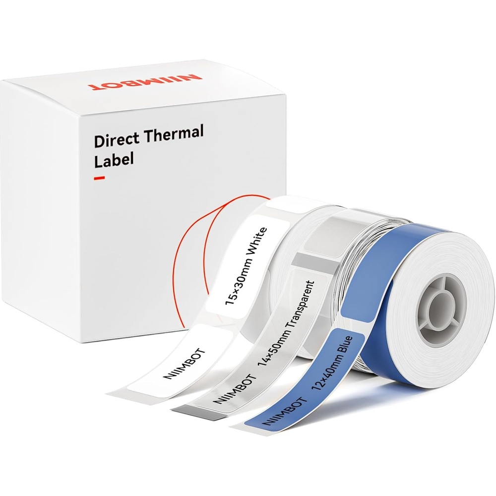 image:imageNIIMBOT Label Maker Tape for D11D110D101 Label Maker 12 x 40 mm 047 x 157 for Home Office Labeling Tape Replacement PinkMix 3whiteTransparentBlue