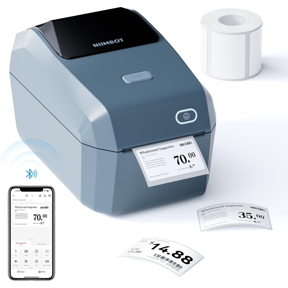 image:imageNIIMBOT Label Maker for Sticker Labels K3 Label Printer Can Print Width 315 Inch Label Paper for Small Business and Home Office Compatible with PC 7 Androidamp3 iOS Blue