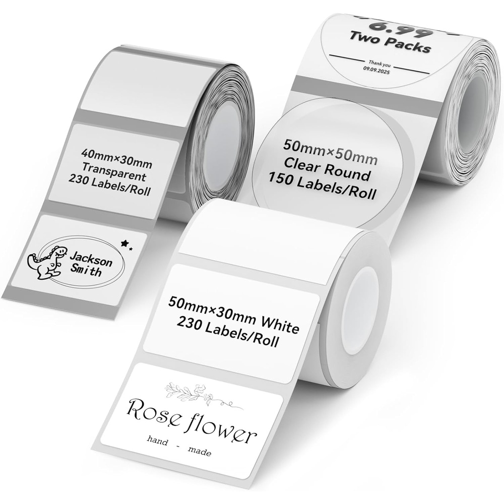 image:imageNIIMBOT Labels for B1B21B31 Label Maker 50 x 30 mm 197 x 118 230 TapesRoll Thermal Label Tape Waterproof OilProof for Home Office Small Business Labeling Tape ReplacementWhite50x30mm40x30mm50x50mmmix a